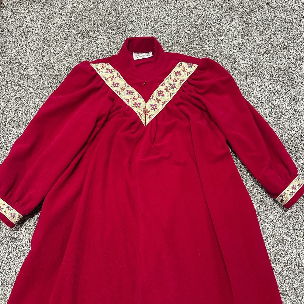 VANITY FAIR PETITES Vintage Half Zip Up Long Sleeve Winter Nightgown Robe Size M - Picture 2 of 8